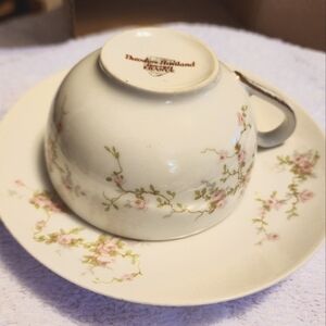 LimogesDiscountined Piece Pink Rose Spray Tea Cup And Saucer Set Marked